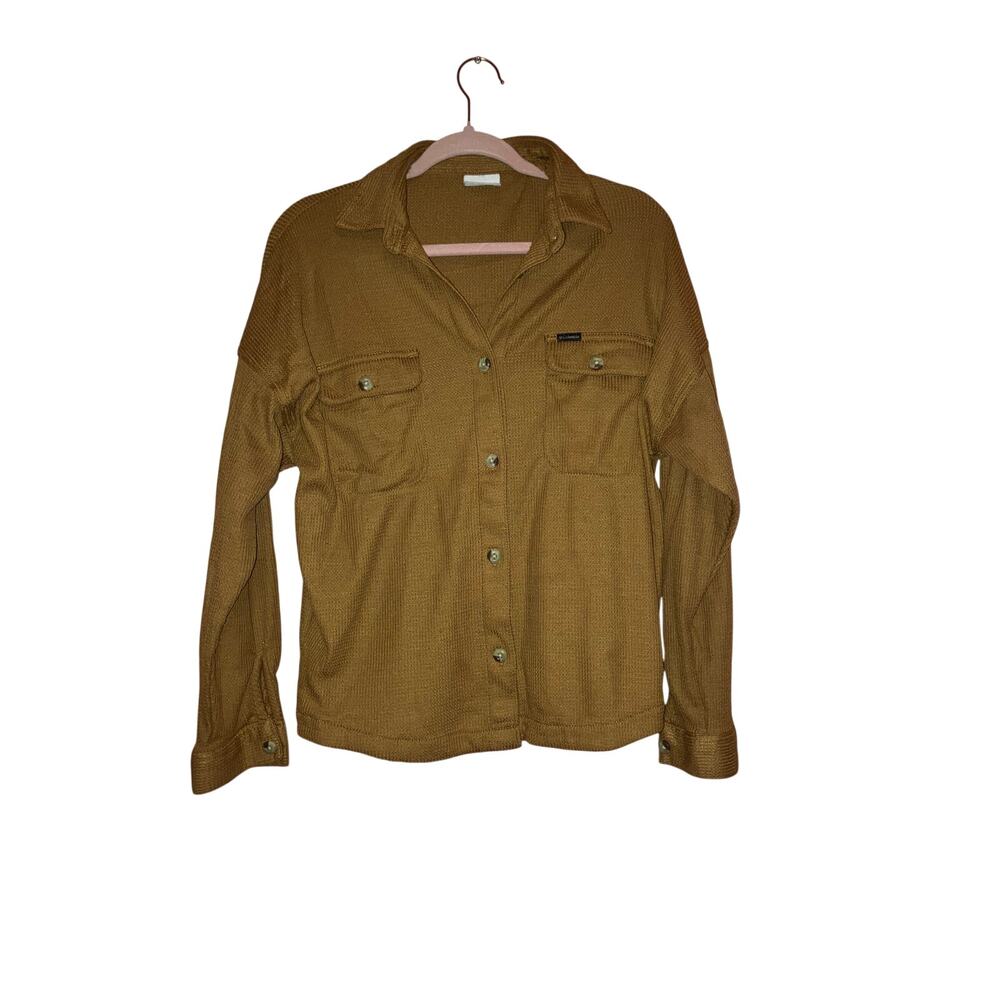 Columbia Light Brown Waffle Knit Button Front Lightweight Jacket Size XS